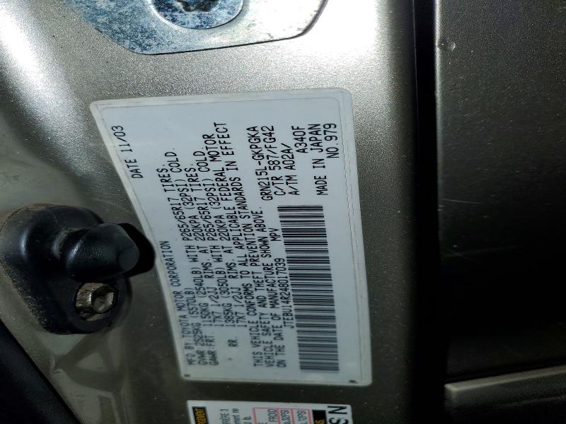 79562625 :رقم المزاد ، JTEBU14R248017039 vin ، 2004 Toyota 4runner مزاد بيع