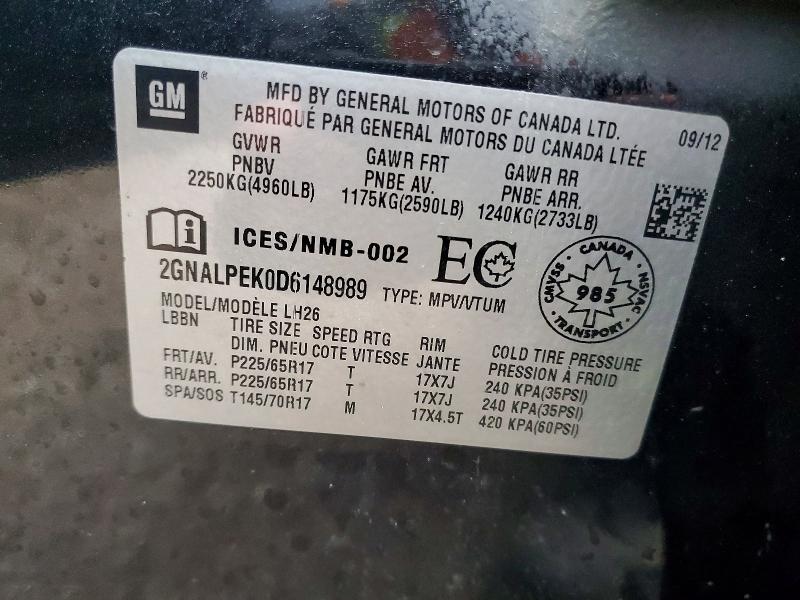 Aukcja sprzedaży 2013 Chevrolet Equinox, vin: 2GNALPEK0D6148989, numer aukcji: 45487536