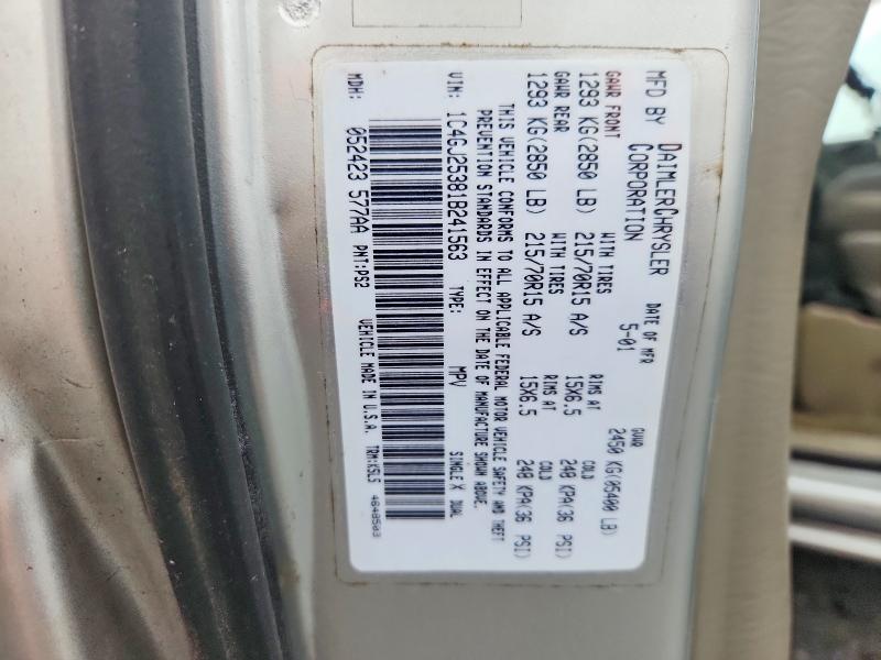 79815465 :رقم المزاد ، 1C4GJ25381B241563 vin ، 2001 Chrysler Voyager مزاد بيع