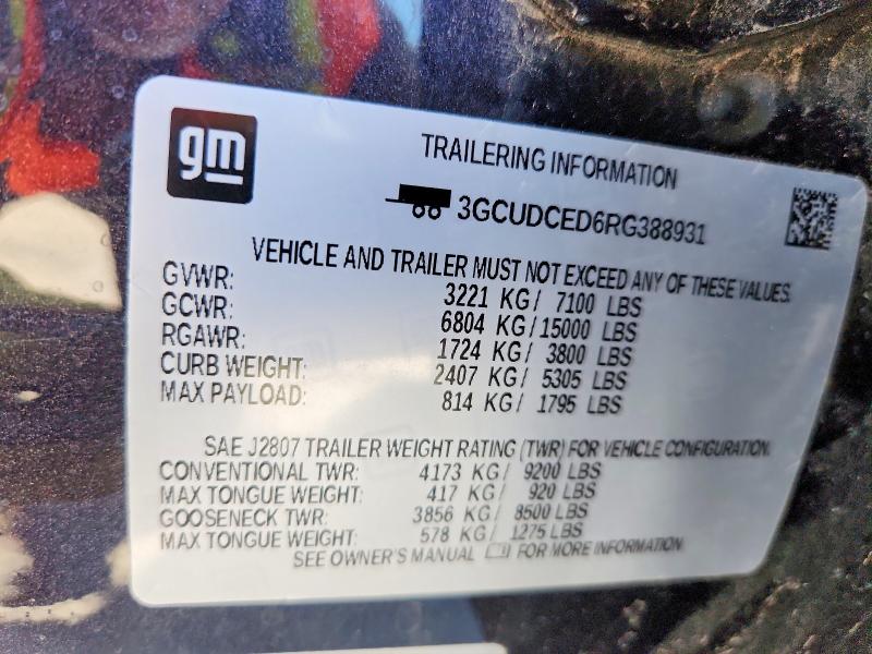 79820155 :رقم المزاد ، 3GCUDCED6RG388931 vin ، 2024 Chevrolet Silverado مزاد بيع