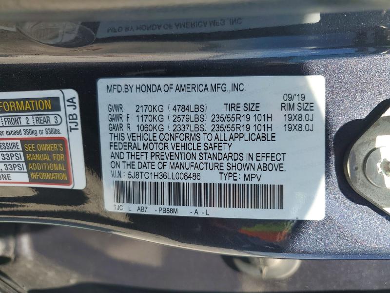 Aukcja sprzedaży 2020 Acura Rdx, vin: 5J8TC1H36LL008486, numer aukcji: 78283465