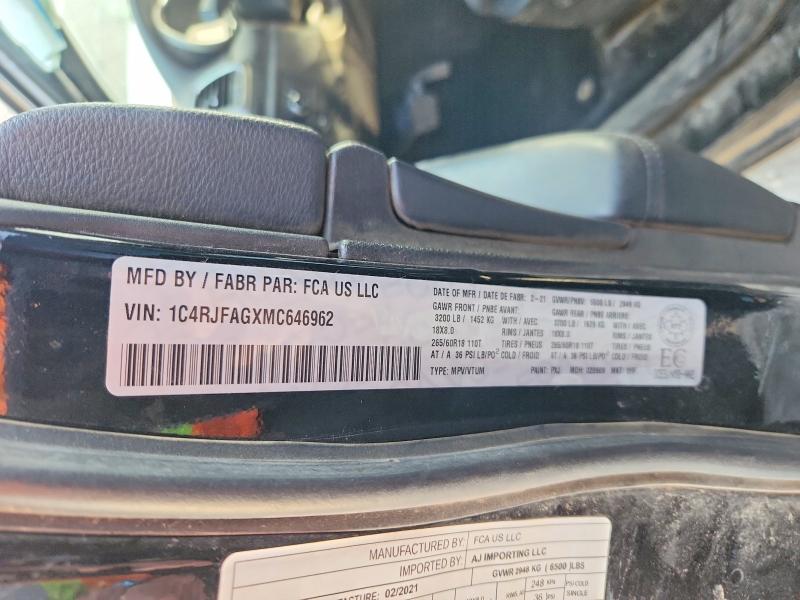 Продаж на аукціоні авто 2021 Jeep Grand Cherokee, vin: 1C4RJFAGXMC646962, номер лоту: 46503126