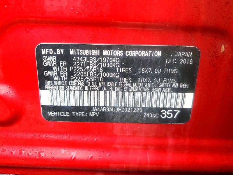 Aukcja sprzedaży 2017 Mitsubishi Outlander Sport, vin: JA4AR3AU9HZ021220, numer aukcji: 41997376