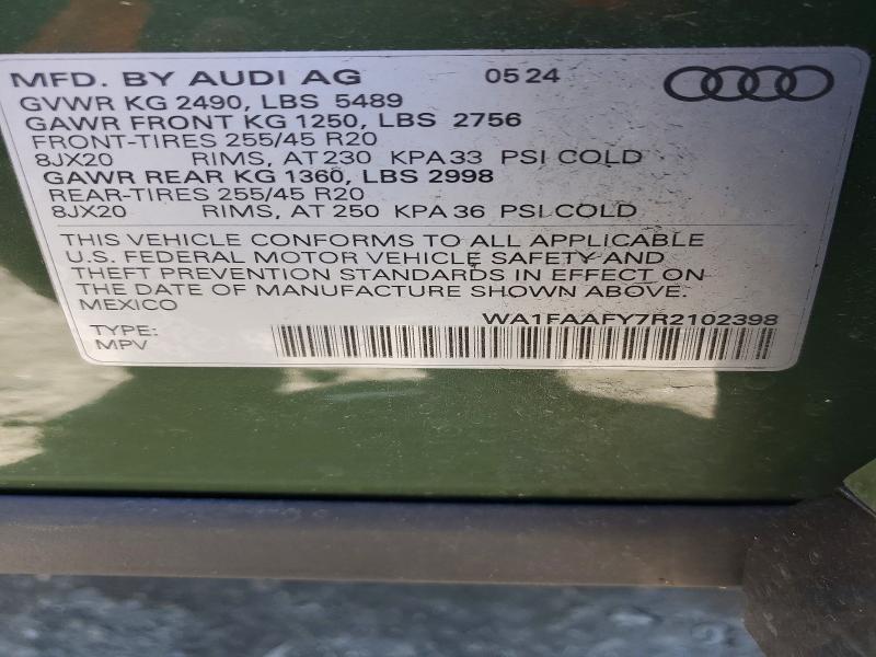 Aukcja sprzedaży 2024 Audi Q5, vin: WA1FAAFY7R2102398, numer aukcji: 46715526