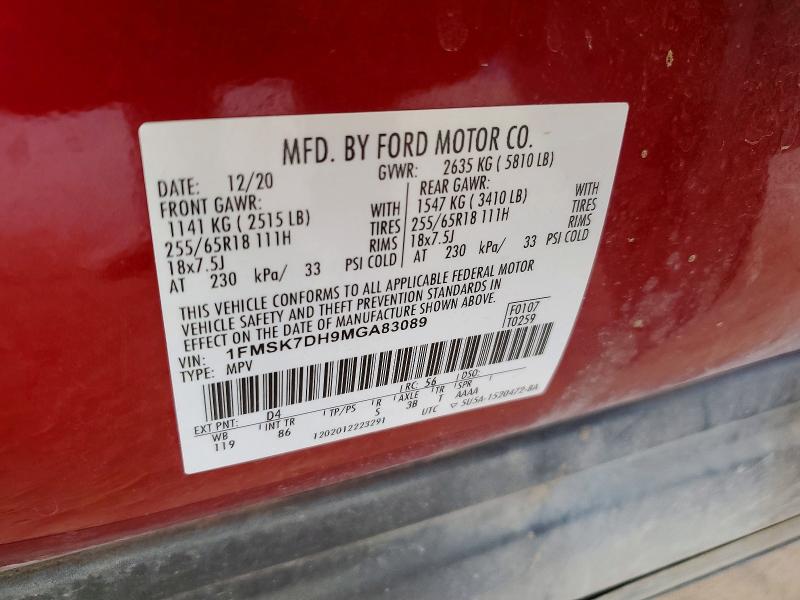 Продажа на аукционе авто 2021 Ford Explorer, vin: 1FMSK7DH9MGA83089, номер лота: 45850076