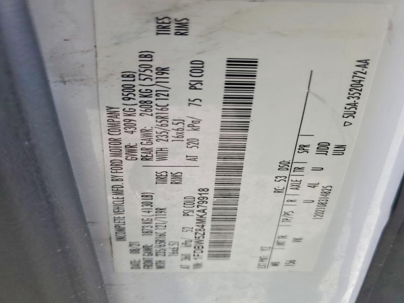 2021 Ford Transit მანქანა იყიდება აუქციონზე, vin: 1FDBW5Z84MKA79918, აუქციონის ნომერი: 79991475