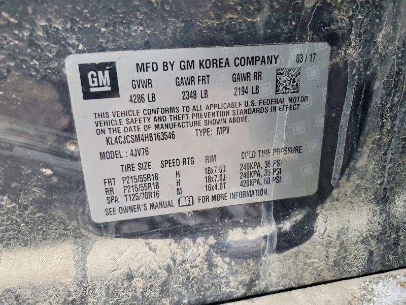 Продажа на аукционе авто 2017 Buick Encore, vin: KL4CJCSM4HB163546, номер лота: 46139066