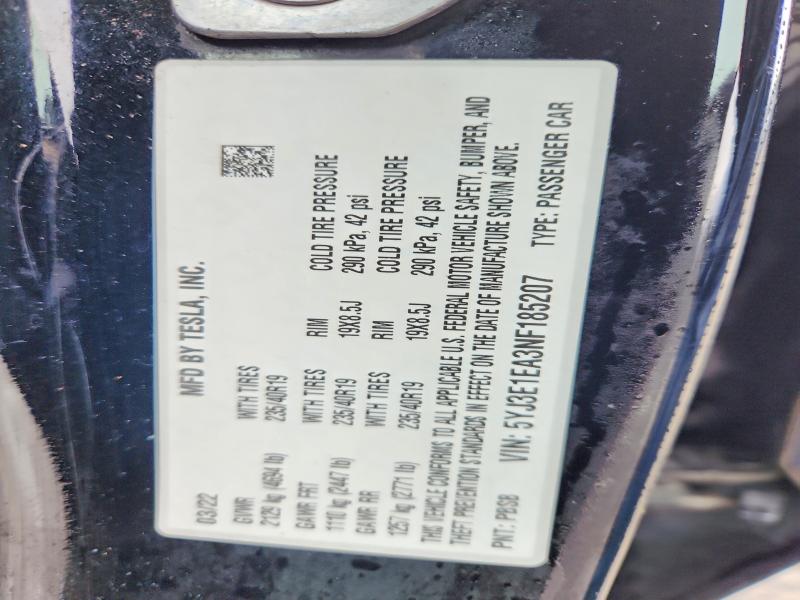 Продажа на аукционе авто 2022 Tesla Model 3, vin: 5YJ3E1EA3NF185207, номер лота: 46517826