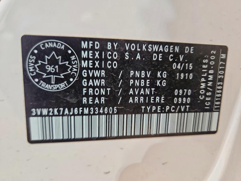 Продажа на аукционе авто 2015 Volkswagen Jetta, vin: 3VW2K7AJ6FM334605, номер лота: 78304005