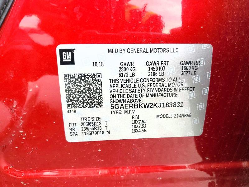 2019 Buick Enclave მანქანა იყიდება აუქციონზე, vin: 5GAERBKW2KJ183831, აუქციონის ნომერი: 46171576