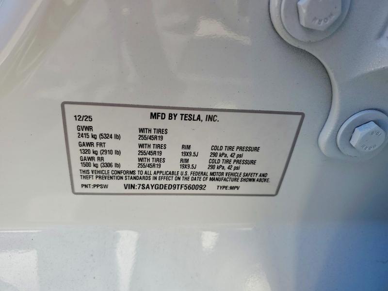 Продажа на аукционе авто 2026 Tesla Model Y, vin: 7SAYGDED9TF560092, номер лота: 47449216