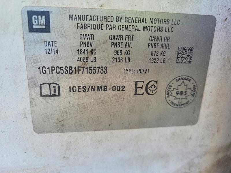 Продаж на аукціоні авто 2015 Chevrolet Cruze, vin: 1G1PC5SB1F7155733, номер лоту: 79976265