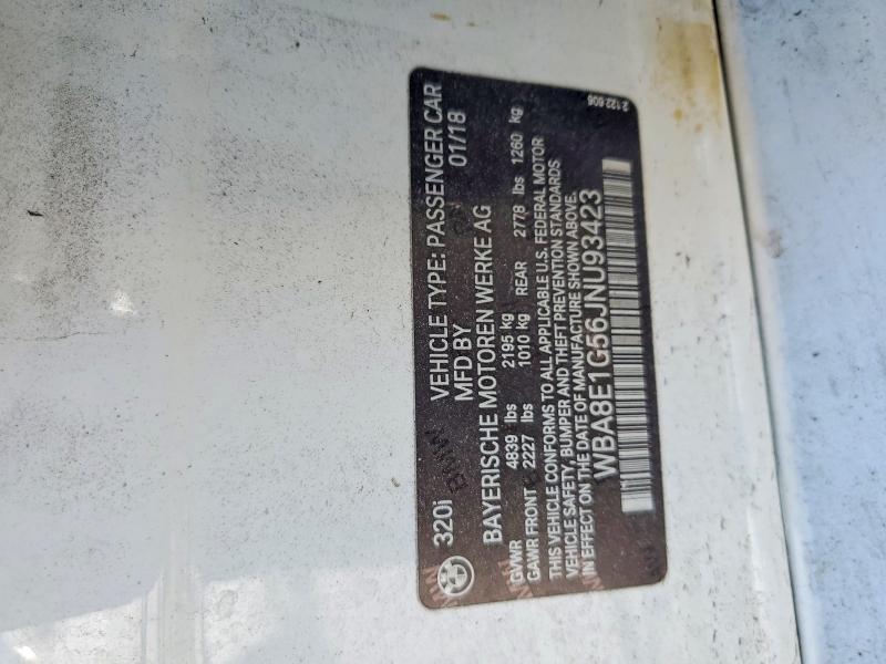 45945366 :رقم المزاد ، WBA8E1G56JNU93423 vin ، 2018 Bmw 320 مزاد بيع