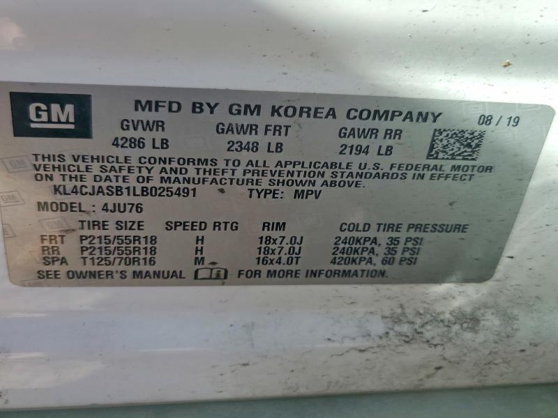 Продаж на аукціоні авто 2020 Buick Encore, vin: KL4CJASB1LB025491, номер лоту: 45878356