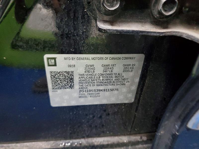 Aukcja sprzedaży 2019 Chevrolet Impala, vin: 2G1105S39K9115075, numer aukcji: 79558165