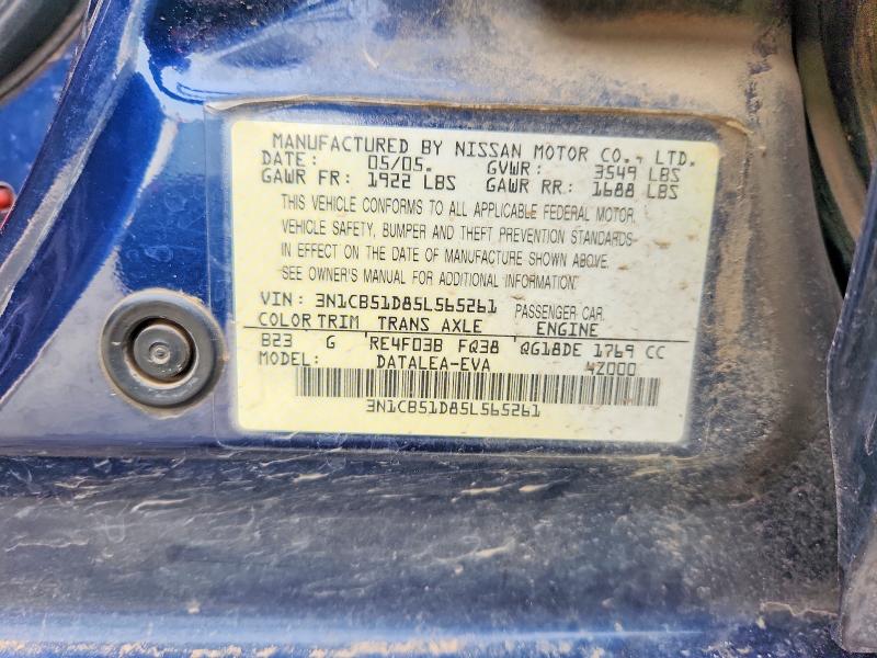 Aukcja sprzedaży 2005 Nissan Sentra, vin: 3N1CB51D85L565261, numer aukcji: 45631036