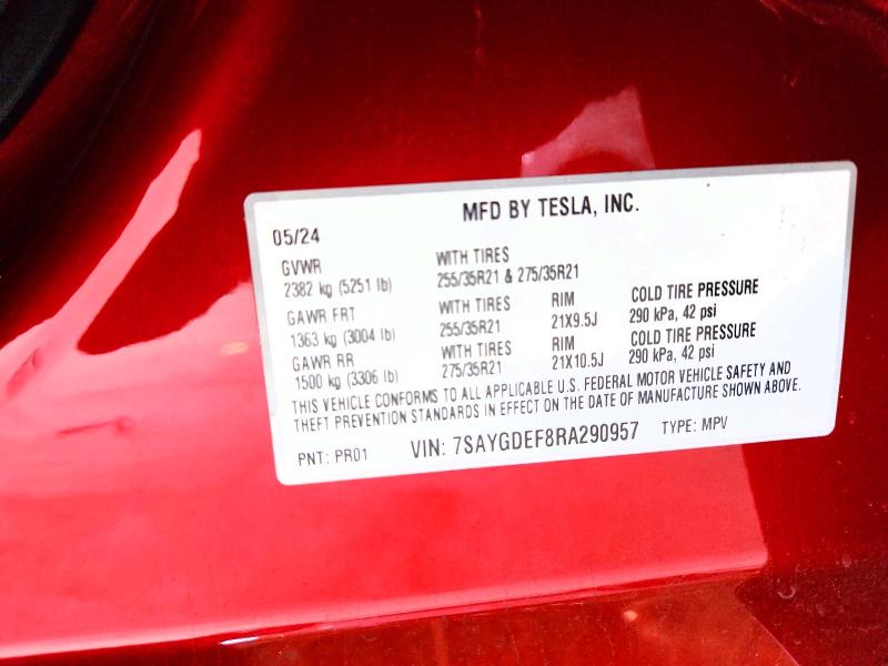 Aukcja sprzedaży 2024 Tesla Model Y, vin: 7SAYGDEF8RA290957, numer aukcji: 46396096