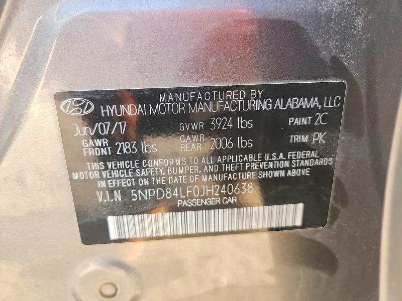 47382226 :رقم المزاد ، 5NPD84LF0JH240638 vin ، 2018 Hyundai Elantra مزاد بيع