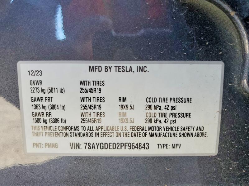 Продаж на аукціоні авто 2023 Tesla Model Y, vin: 7SAYGDED2PF964843, номер лоту: 46548606
