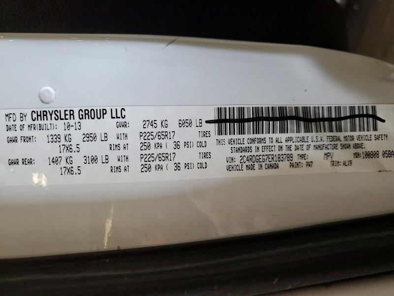 2014 Dodge Grand Caravan მანქანა იყიდება აუქციონზე, vin: 2C4RDGEG7ER183789, აუქციონის ნომერი: 47082146