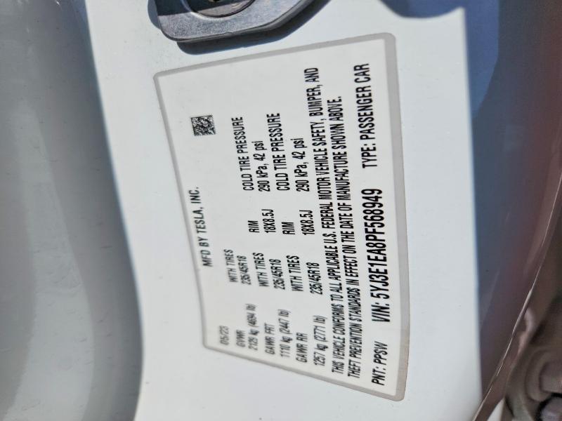 47440636 :رقم المزاد ، 5YJ3E1EA8PF568949 vin ، 2023 Tesla Model 3 مزاد بيع