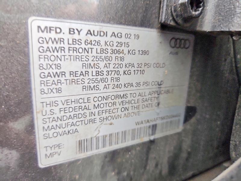 Aukcja sprzedaży 2019 Audi Q7, vin: WA1AHAF75KD034402, numer aukcji: 46180566