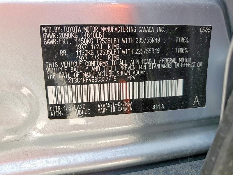 2025 Toyota Rav4 მანქანა იყიდება აუქციონზე, vin: 2T3C1RFV6SC332719, აუქციონის ნომერი: 45767536