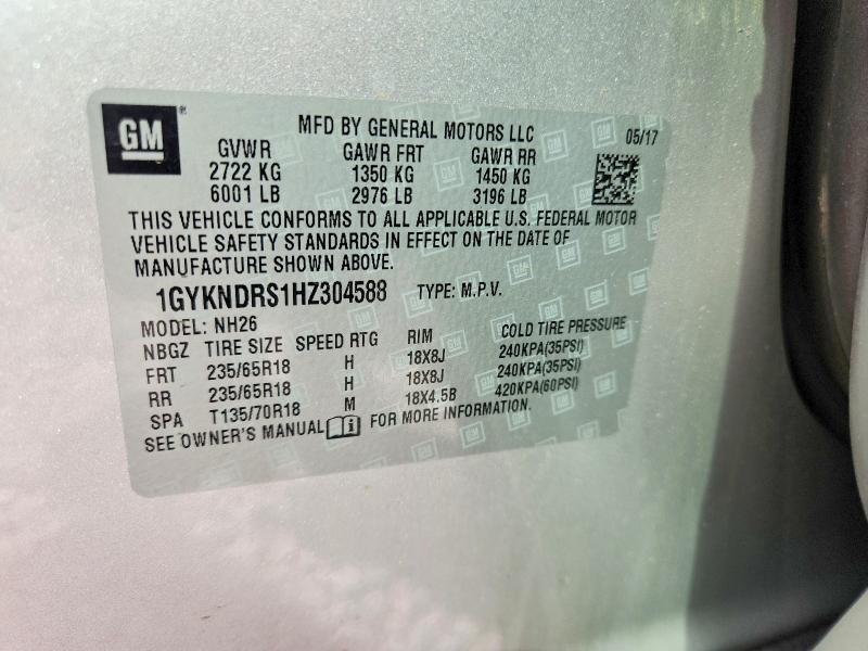 48104176 :رقم المزاد ، 1GYKNDRS1HZ304588 vin ، 2017 Cadillac Xt5 مزاد بيع