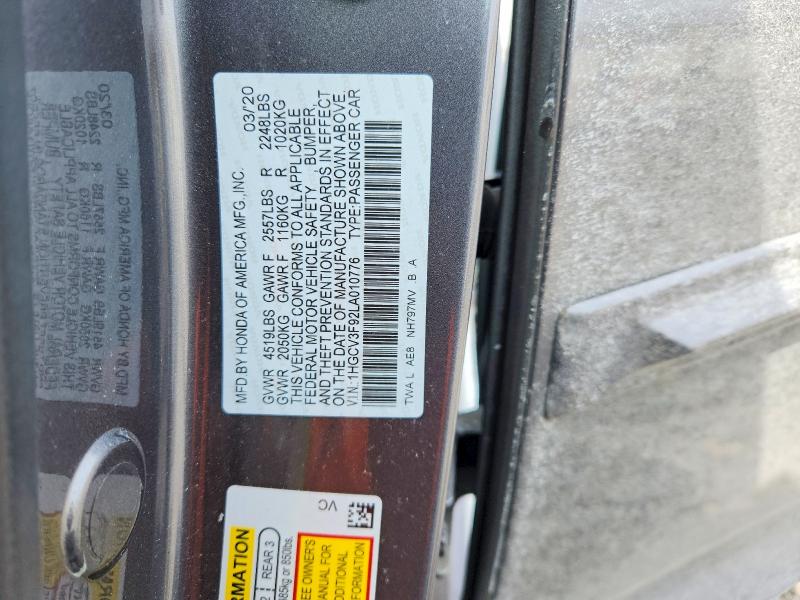 Продажа на аукционе авто 2020 Honda Accord, vin: 1HGCV3F92LA010776, номер лота: 46371806