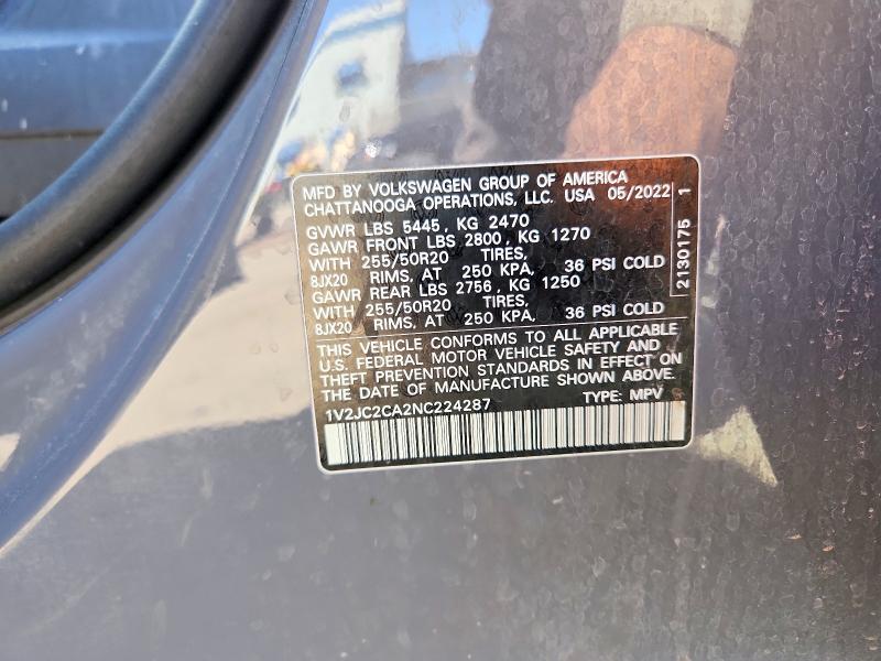 Продажа на аукционе авто 2022 Volkswagen Atlas Cross Sport, vin: 1V2JC2CA2NC224287, номер лота: 46616766