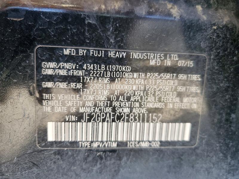Aukcja sprzedaży 2015 Subaru Xv Crosstrek, vin: JF2GPAFC2F8311152, numer aukcji: 47611846
