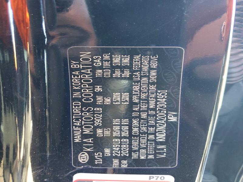 2016 Kia Soul მანქანა იყიდება აუქციონზე, vin: KNDJN2A20G7304951, აუქციონის ნომერი: 46874656