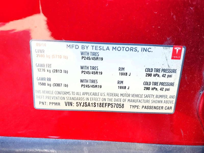 Продажа на аукционе авто 2014 Tesla Model S, vin: 5YJSA1S18EFP57058, номер лота: 79828665