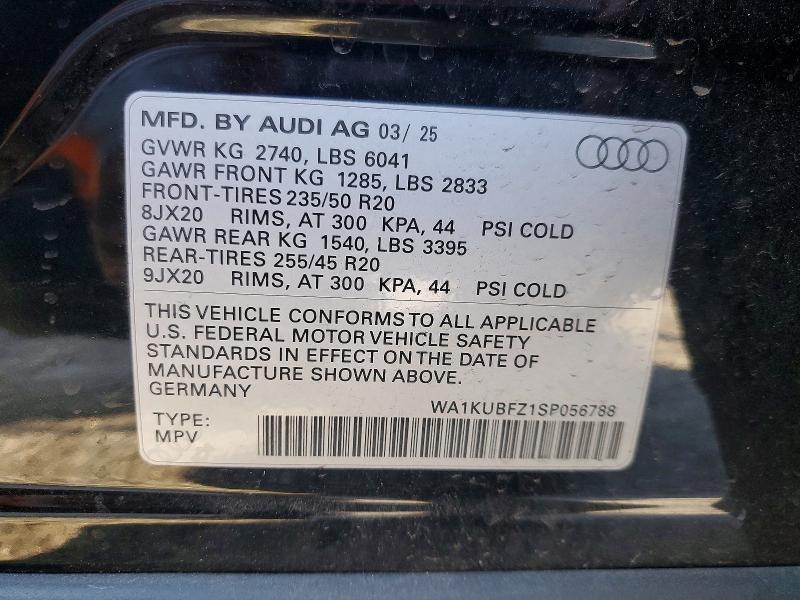 2025 Audi Q4 E-tron მანქანა იყიდება აუქციონზე, vin: WA1KUBFZ1SP056788, აუქციონის ნომერი: 47031226