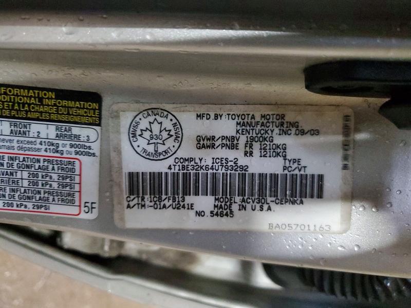 46448556 :رقم المزاد ، 4T1BE32K64U793292 vin ، 2004 Toyota Camry مزاد بيع