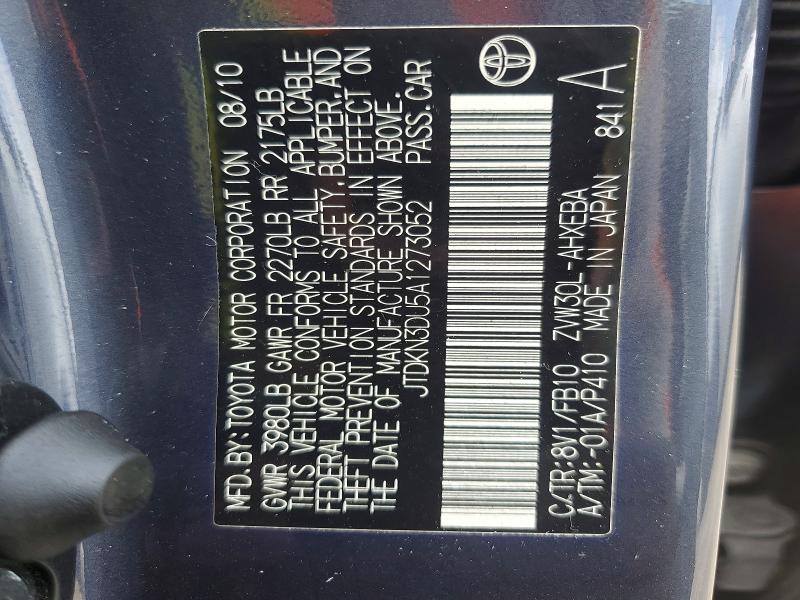 48325176 :رقم المزاد ، JTDKN3DU5A1273052 vin ، 2010 Toyota Prius مزاد بيع