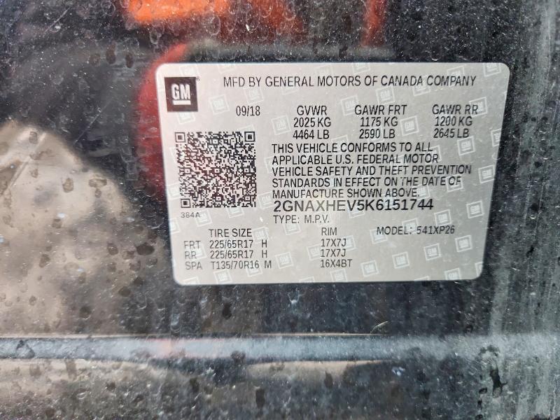 Продаж на аукціоні авто 2019 Chevrolet Equinox, vin: 2GNAXHEV5K6151744, номер лоту: 79815195