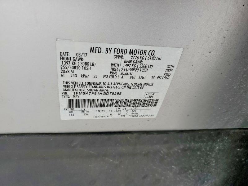 Aukcja sprzedaży 2017 Ford Explorer, vin: 1FM5K7F81HGD79255, numer aukcji: 45675846