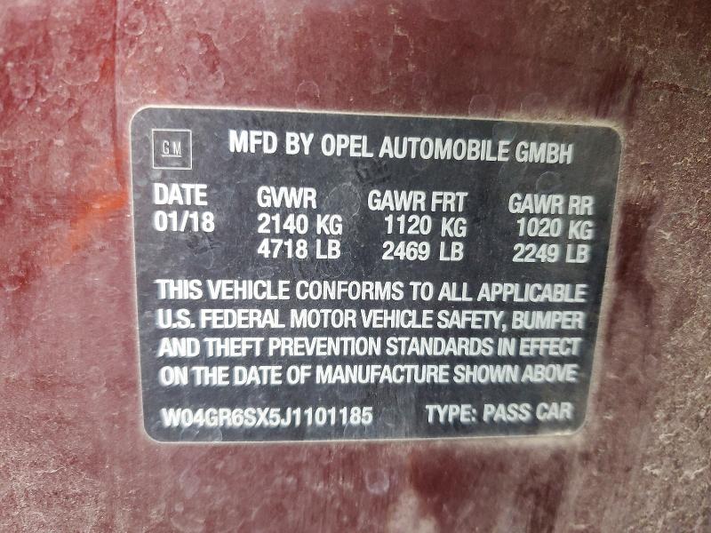 Aukcja sprzedaży 2018 Buick Regal, vin: W04GR6SX5J1101185, numer aukcji: 41626946