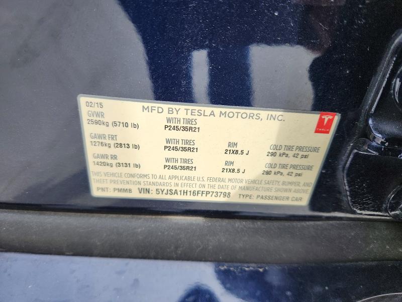 Продажа на аукционе авто 2015 Tesla Model S, vin: 5YJSA1H16FFP73798, номер лота: 45810876