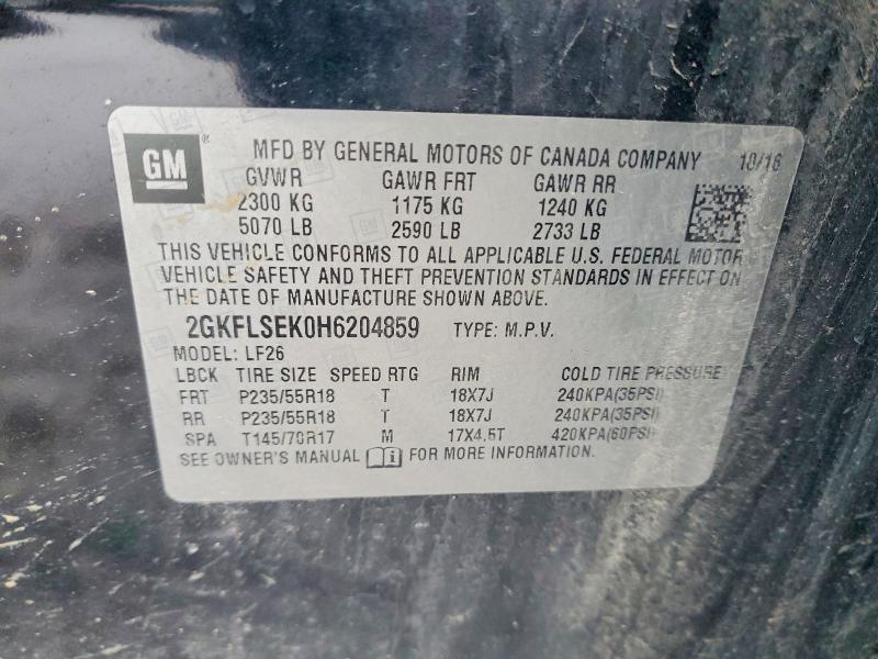 46023296 :رقم المزاد ، 2GKFLSEK0H6204859 vin ، 2017 Gmc Terrain مزاد بيع