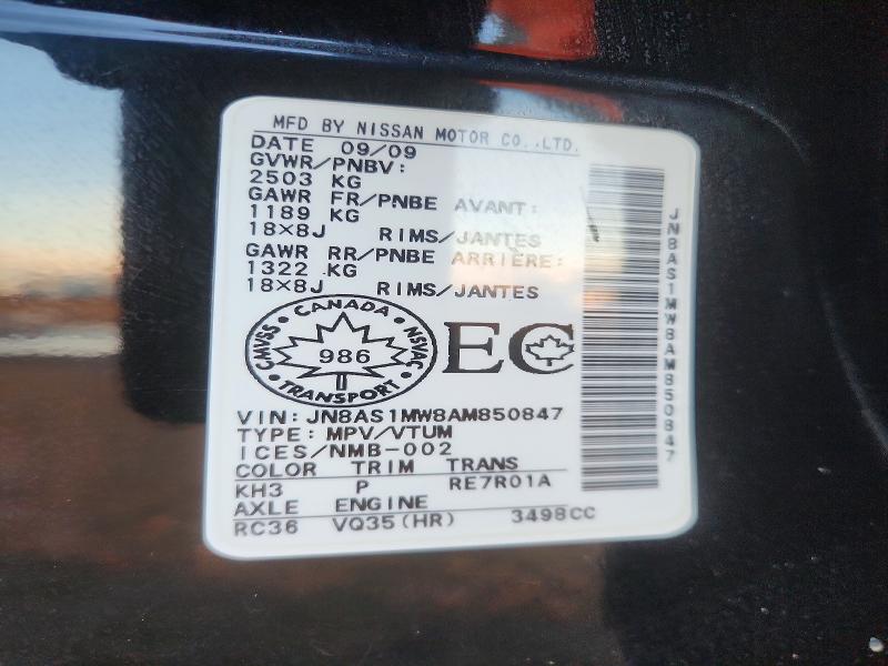 Aukcja sprzedaży 2010 Infiniti Fx35, vin: JN8AS1MW8AM850847, numer aukcji: 46067766