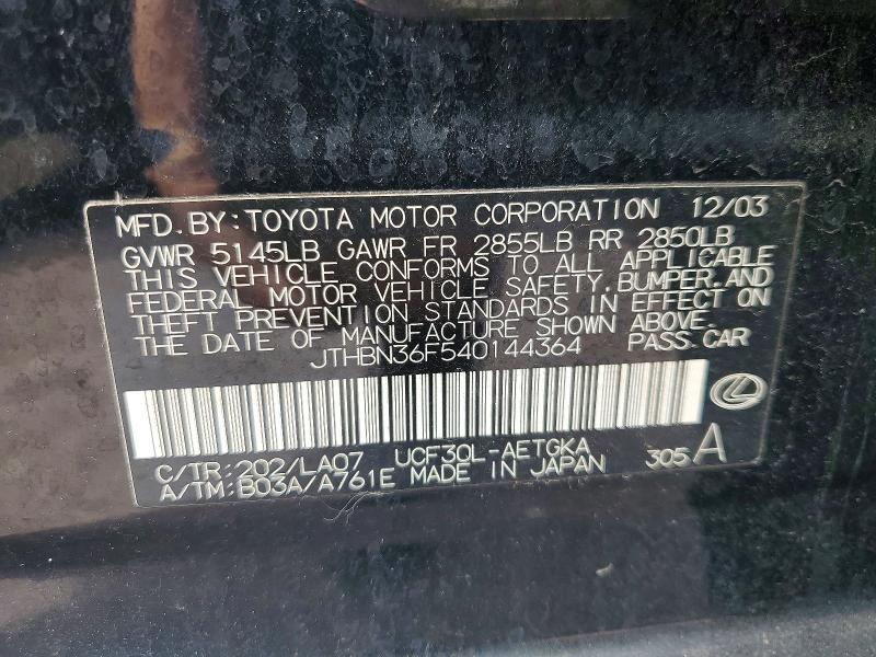 Aukcja sprzedaży 2004 Lexus Ls 430, vin: JTHBN36F540144364, numer aukcji: 46732676