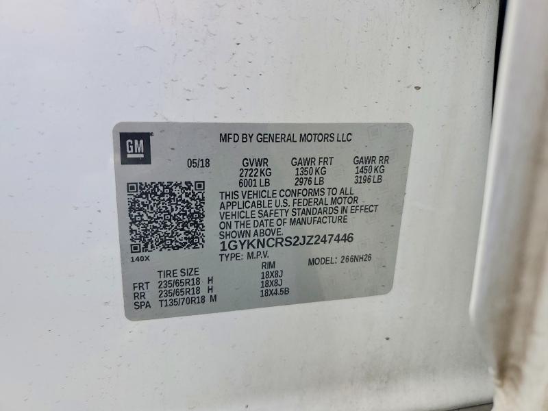 79775575 :رقم المزاد ، 1GYKNCRS2JZ247446 vin ، 2018 Cadillac Xt5 مزاد بيع