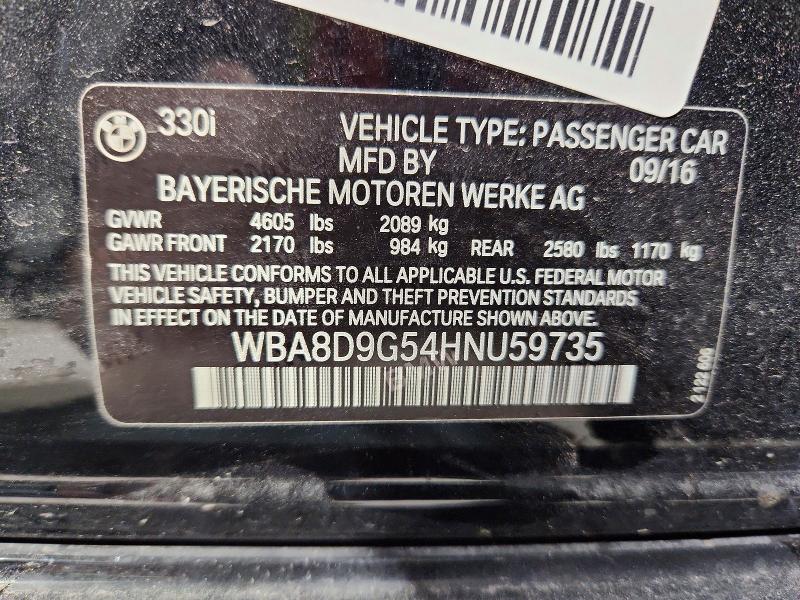 Aukcja sprzedaży 2017 Bmw 330, vin: WBA8D9G54HNU59735, numer aukcji: 45587056