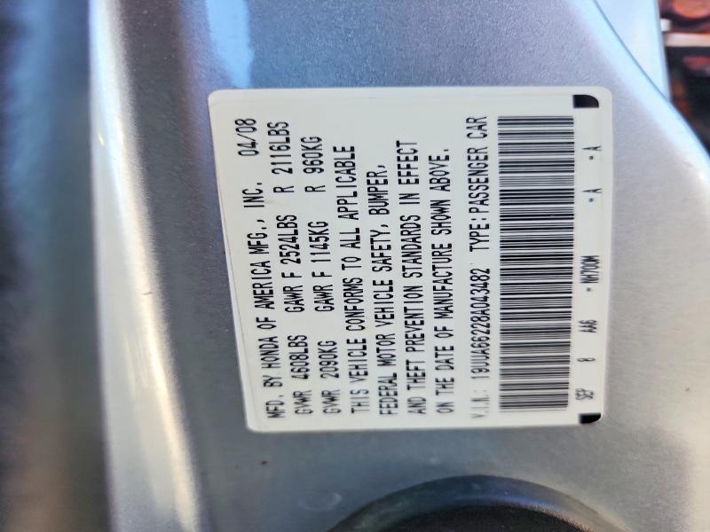 46068566 :رقم المزاد ، 19UUA66228A043482 vin ، 2008 Acura Tl مزاد بيع