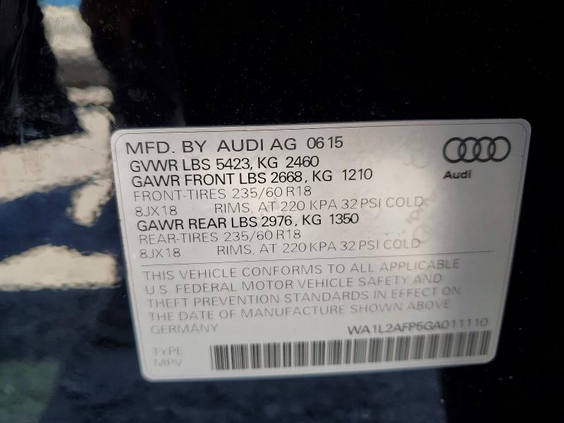 2016 Audi Q5 მანქანა იყიდება აუქციონზე, vin: WA1L2AFP5GA011110, აუქციონის ნომერი: 46676936