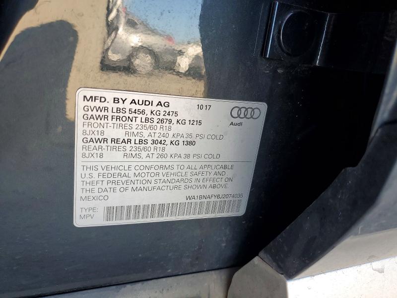 79121095 :رقم المزاد ، WA1BNAFY6J2074035 vin ، 2018 Audi Q5 مزاد بيع