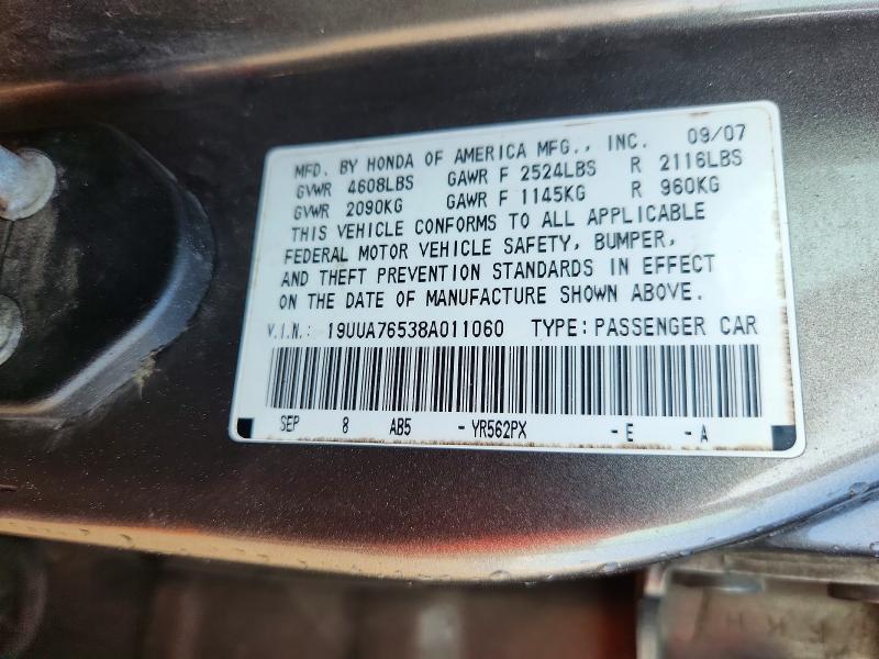 2008 Acura Tl მანქანა იყიდება აუქციონზე, vin: 19UUA76538A011060, აუქციონის ნომერი: 79949675