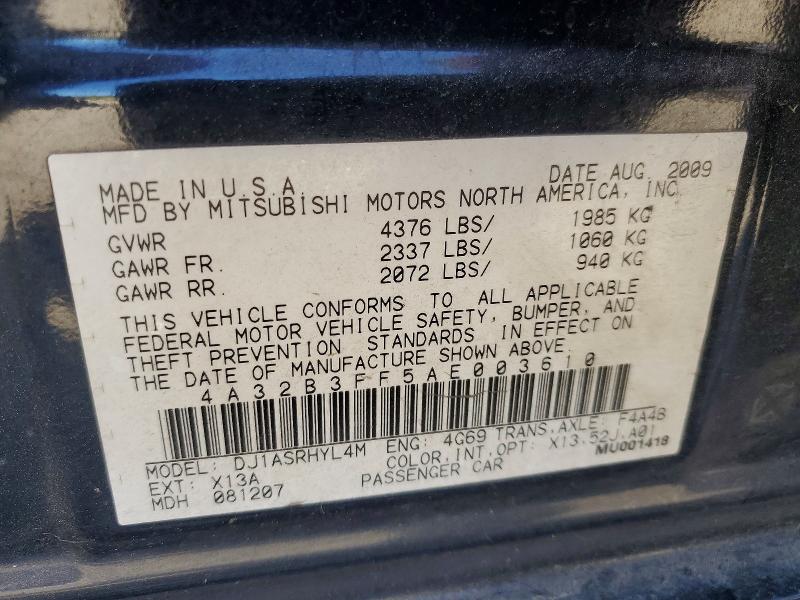 Продаж на аукціоні авто 2010 Mitsubishi Galant, vin: 4A32B3FF5AE003610, номер лоту: 46677886